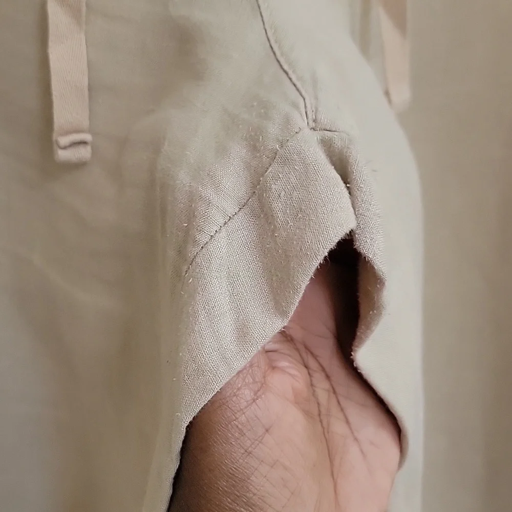 Vintage Old Navy Khaki Linen Drawstring Pants - Picture 6 of 7